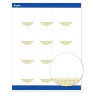 Avery Printable Round Labels, Sure Feed Technology, Gold Dots Edge Design, 2″ Diameter, Matte White Permanent Labels, Laser/Inkjet, 120 Total, Great for Product Merchandising(Gold Lace Trim)