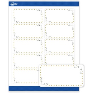 Avery Printable Shipping Labels, 2″ x 4″, Matte White with Gold Dots Green Florals Design, Permanent Adhesive, Laser & Inkjet Compatible, 10 Total, Great for Shipping, Branding, and Weddings(Green Florals With Gold Dots)