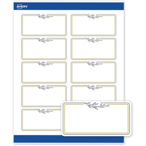 Avery Printable Shipping Labels, 2″ x 4″, Matte White with Gold Dots Green Florals Design, Permanent Adhesive, Laser & Inkjet Compatible, 10 Total, Great for Shipping, Branding, and Weddings(Gold & Navy Border With Florals)