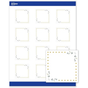 Avery Printable Square Cards, Gold Dots, Green Florals, 2″ x 2″, Matte White Square Cards, Laser/Inkjet, 120ct, Great for Business Promotion(Green Florals with Gold Dots)