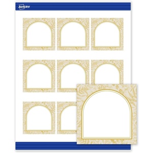 Avery Printable Square Cards, Gold Edge Dots, 2.5″ x 2.5″, Matte White Square Cards, Laser/Inkjet, 90ct, Great for Business Promotion(Arched Metallic Gold Florals)