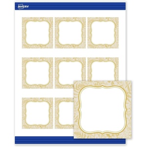Avery Printable Square Cards, Gold Edge Dots, 2.5″ x 2.5″, Matte White Square Cards, Laser/Inkjet, 90ct, Great for Business Promotion(Flourished Metallic Gold Florals)