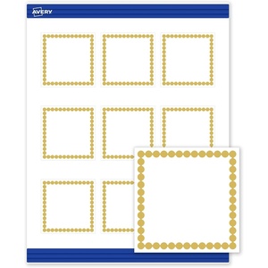Avery Printable Square Cards, Gold Edge Dots, 2.5″ x 2.5″, Matte White Square Cards, Laser/Inkjet, 90ct, Great for Business Promotion(Gold Beads)