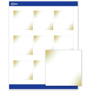 Avery Printable Square Cards, Gold Edge Dots, 2.5″ x 2.5″, Matte White Square Cards, Laser/Inkjet, 90ct, Great for Business Promotion(Gold Blush)