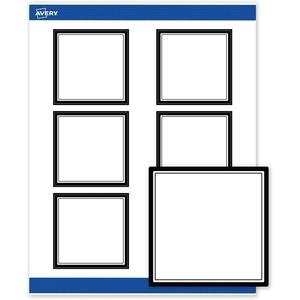 Avery Printable Square Labels, Double Black Border, 3″ x 3″, Matte White Square Labels, Permanent, Laser/Inkjet, 60ct, Great for Product Merchandising(Double Black Border)