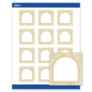 Avery Printable Square Labels, Gold Border, Gold Dots, 2″ x 2″, Matte White Square Labels, Permanent, Laser/Inkjet, 120ct, Great for Product Merchandising(Arched Metallic Gold Florals)