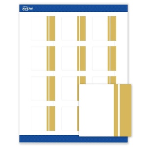 Avery Printable Square Labels, Gold Border, Gold Dots, 2″ x 2″, Matte White Square Labels, Permanent, Laser/Inkjet, 120ct, Great for Product Merchandising(Double Dipped Gold Edge)