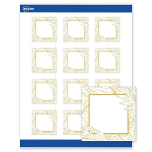 Avery Printable Square Labels, Gold Border, Gold Dots, 2″ x 2″, Matte White Square Labels, Permanent, Laser/Inkjet, 120ct, Great for Product Merchandising(Gold Monstera Leaves)