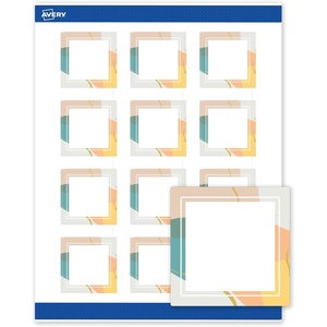 Avery Printable Square Labels, Gold & Navy Border, Florals, 2″ x 2″, Matte White Square Labels, Permanent, Laser/Inkjet, 120ct, Great for Product Merchandising(Color Block With Metallic Gold Veins)