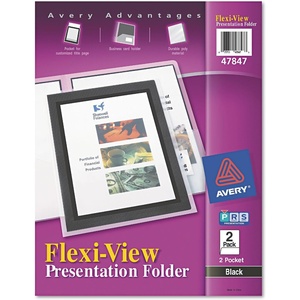 Avery Translucent Two Pocket Folder, Water Resistant, Holds up to 20 Sheets, 1 Blue Folder (47811)(Black)