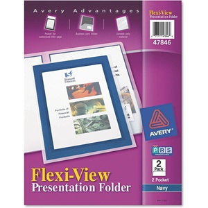 Avery Translucent Two Pocket Folder, Water Resistant, Holds up to 20 Sheets, 1 Blue Folder (47811)(Navy Blue)