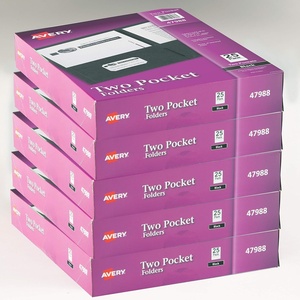 Avery Two Pocket Folders, Holds up to 40 Sheets, Business Card Slot, 25 Black Folders (47988)(125 folders)
