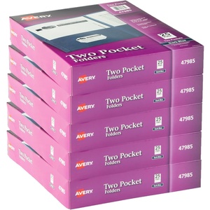 Avery Two Pocket Folders, Holds up to 40 Sheets, Business Card Slot, Ideal for Portfolios, Presentations and School, Dark Blue, Box of 25 (47985)(125 folders)