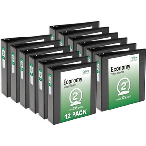 Office Essentials Economy View 3 Ring Binders, 0.5″ Round Rings, 0.7″ Spine, 100-Sheet Capacity, Black Binders (12-Pack of 03423)(2″)