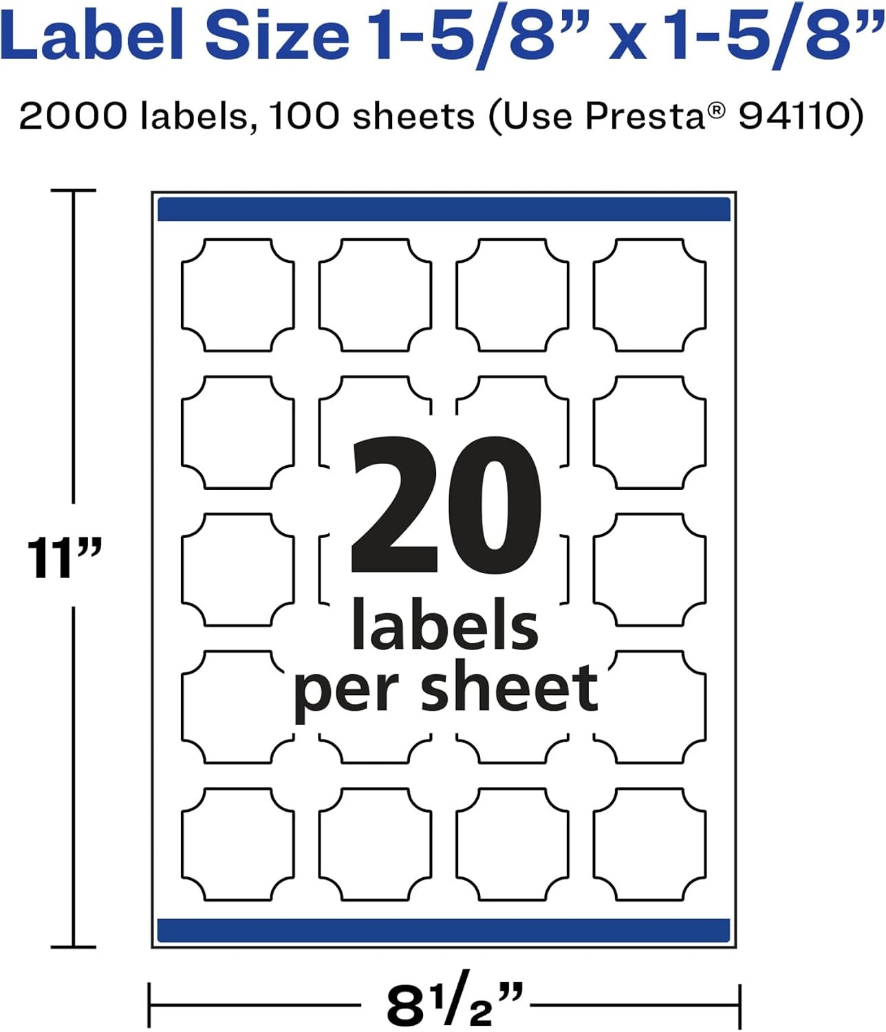 image:imageAvery Glossy White Square Scalloped Labels Sure Feed Technology 158 x 158 200 Glossy White Labels PrinttoTheEdge Permanent Adhesive LaserInkjet Printable2 000 labels