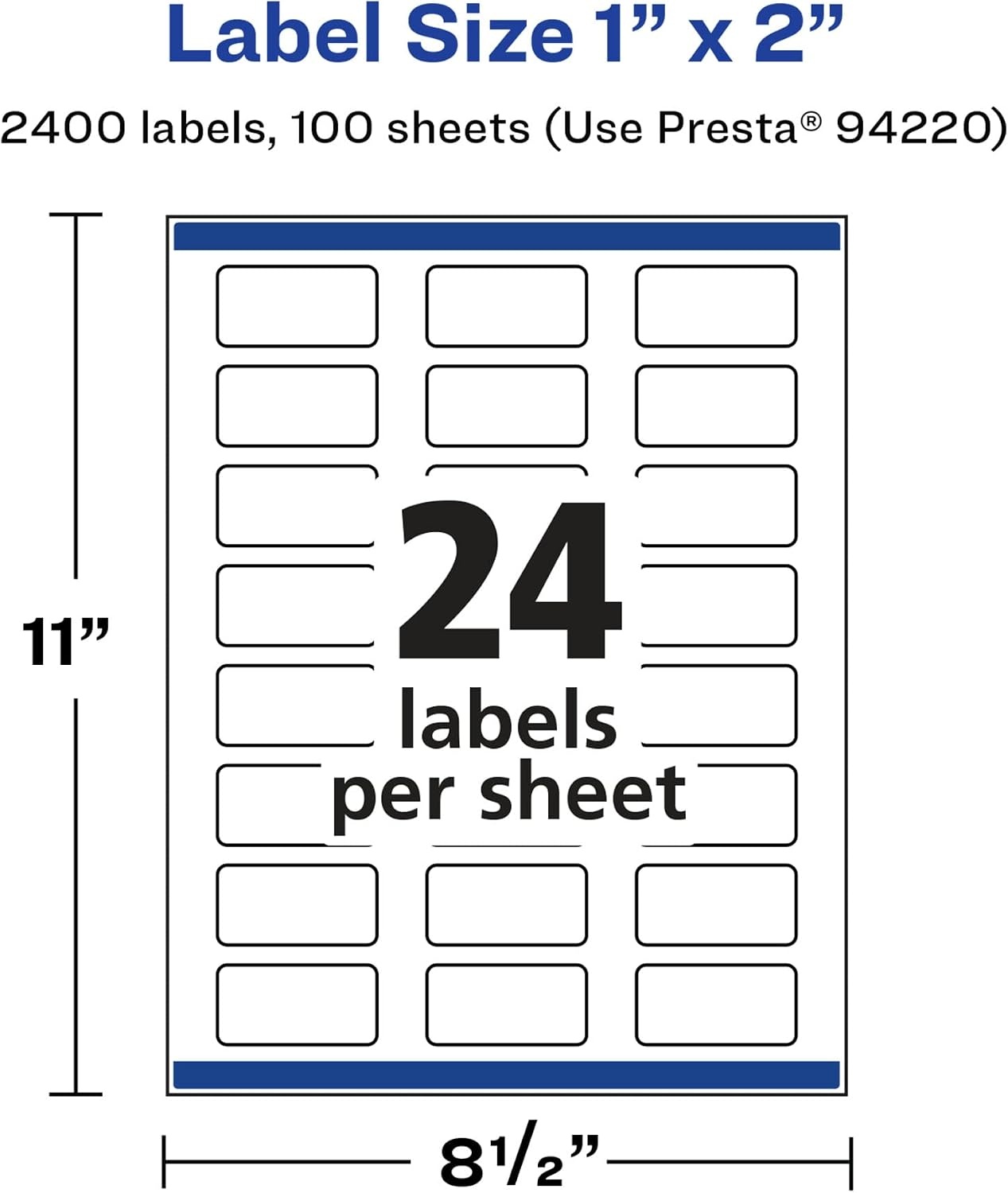 image:imageAvery Glossy White Rectangle Labels Sure Feed Technology 1 x 2 240 Glossy White Labels PrinttoTheEdge Permanent Adhesive LaserInkjet Printable2 400 labels