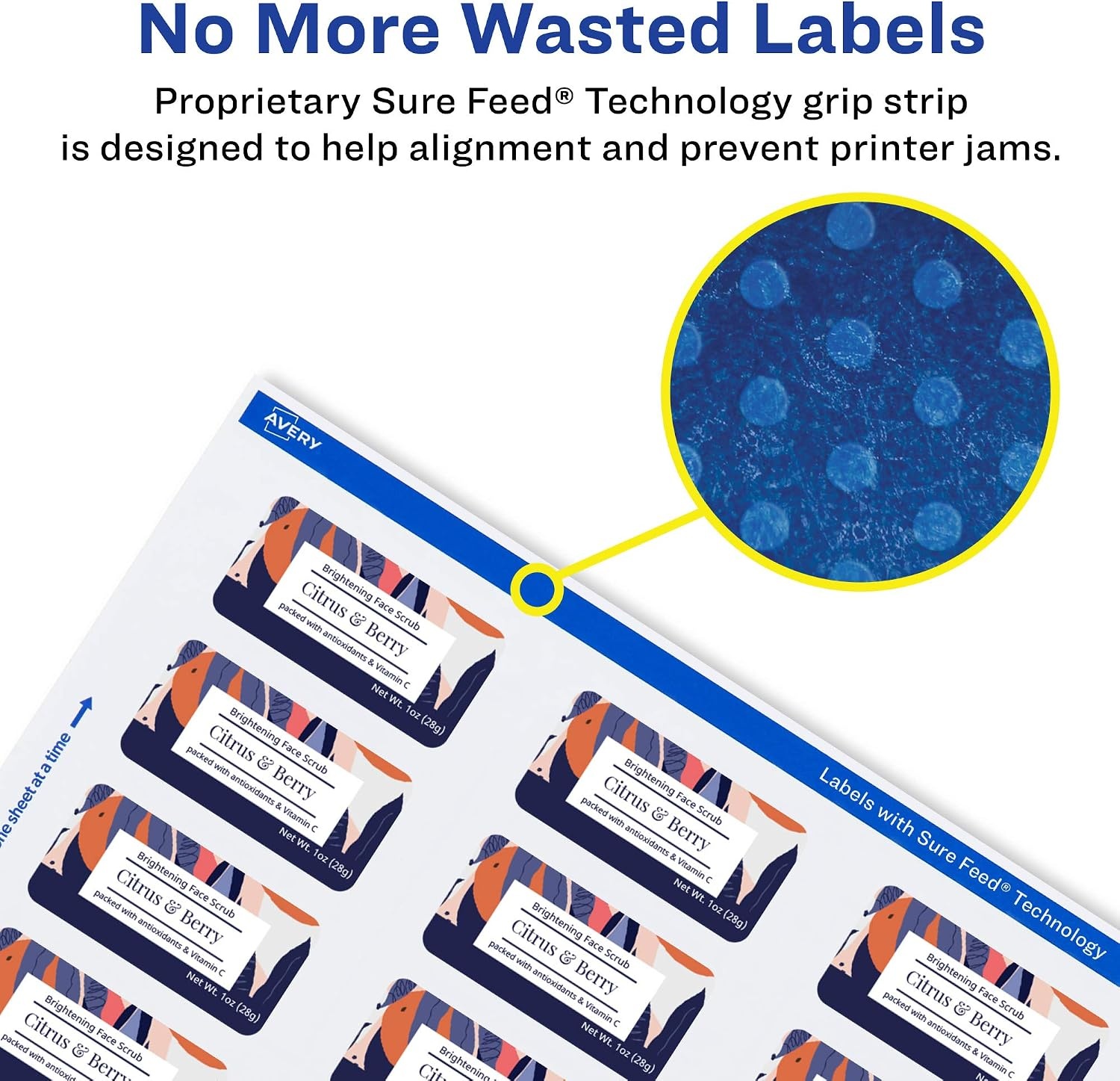 image:imageAvery Glossy White Rectangle Labels Sure Feed Technology 1 x 2 240 Glossy White Labels PrinttoTheEdge Permanent Adhesive LaserInkjet Printable2 400 labels