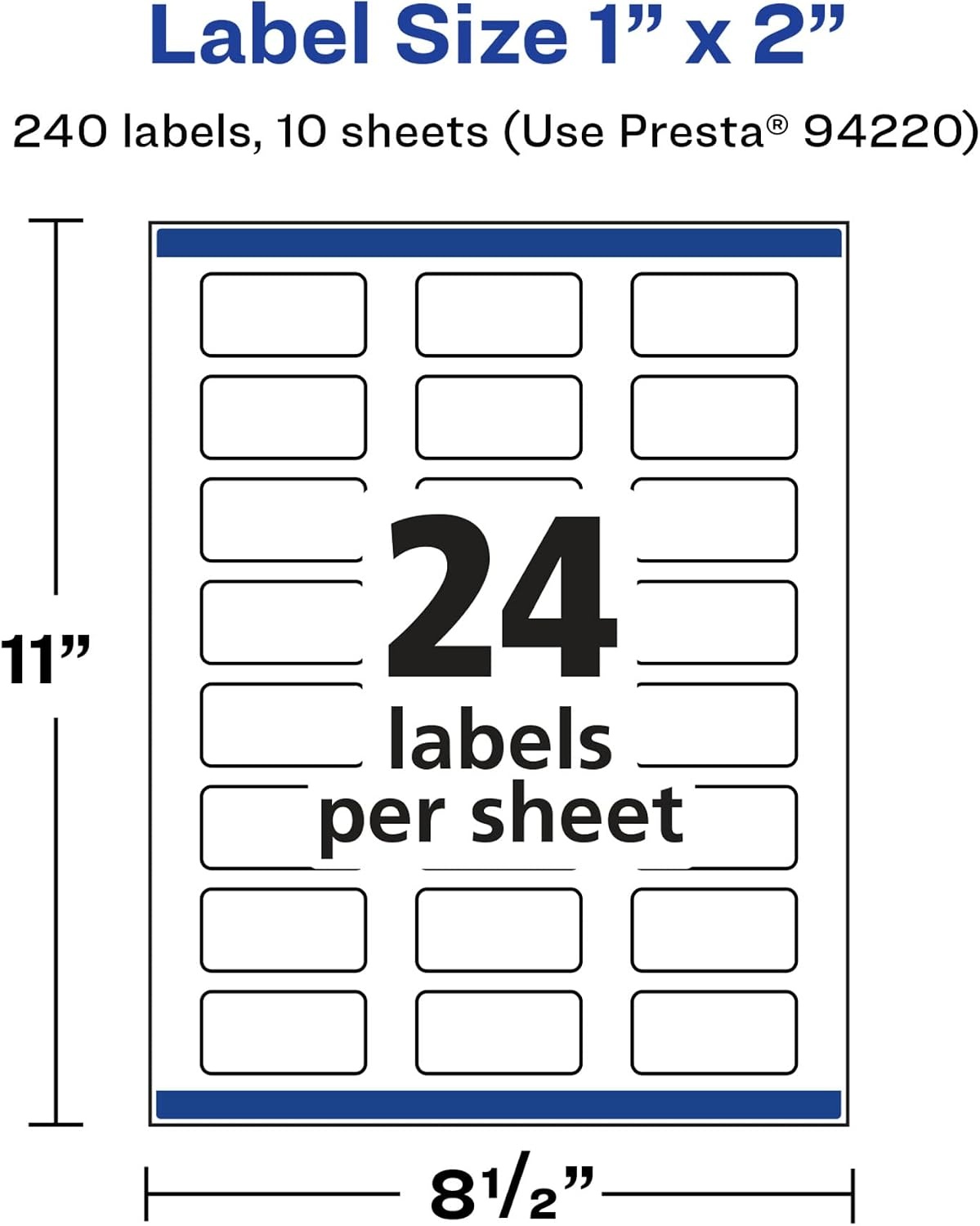image:imageAvery Glossy White Rectangle Labels Sure Feed Technology 1 x 2 240 Glossy White Labels PrinttoTheEdge Permanent Adhesive LaserInkjet Printable240 labels