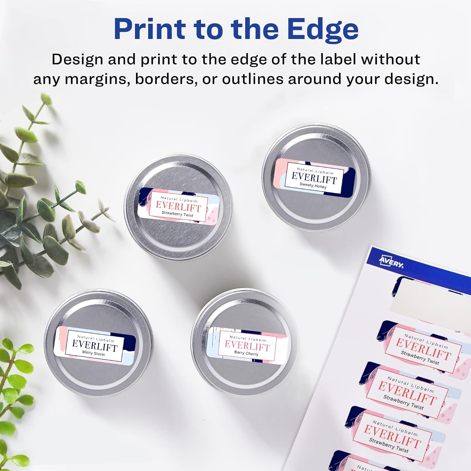 image:imageAvery Glossy White Rectangle Labels Sure Feed Technology 1 x 2 240 Glossy White Labels PrinttoTheEdge Permanent Adhesive LaserInkjet Printable600 labels