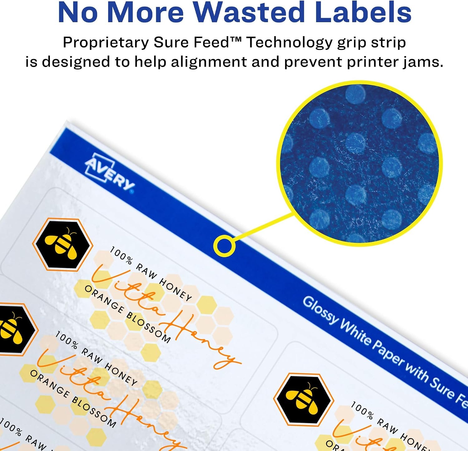 image:imageAvery Rectangle Labels Sure Feed Technology 313 x 4 30 Glossy White Labels 3647030 labels