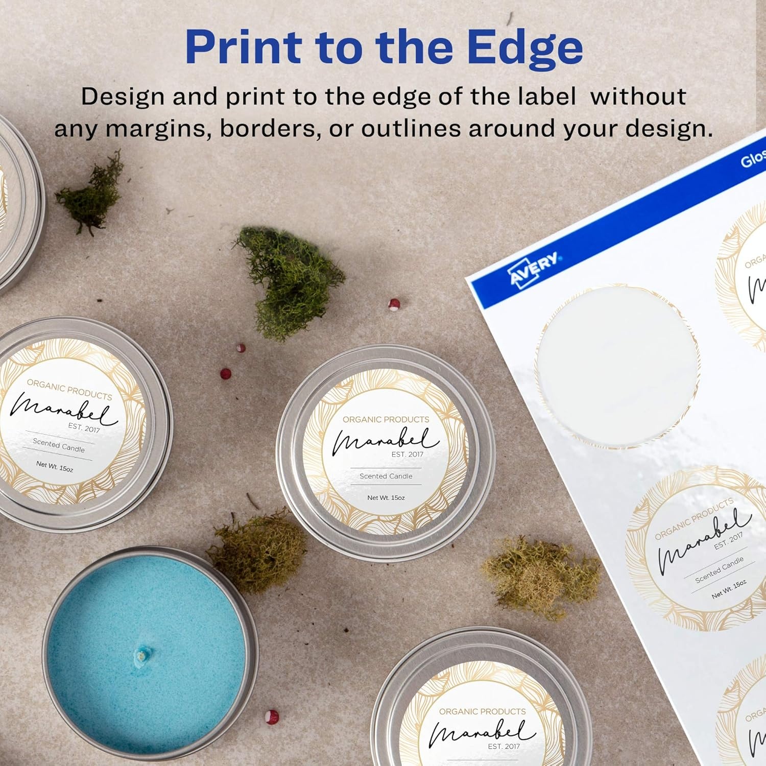 image:imageAvery Round Labels Sure Feed Technology 1 Diameter 240 Glossy White Labels 36485240 labels